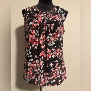 EUC Nine West Black Multicolor floral sleeveless blouse size Medium
